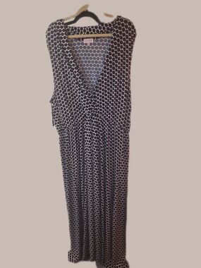 Polka Dot V-Neck Maxi Dress - Black & White